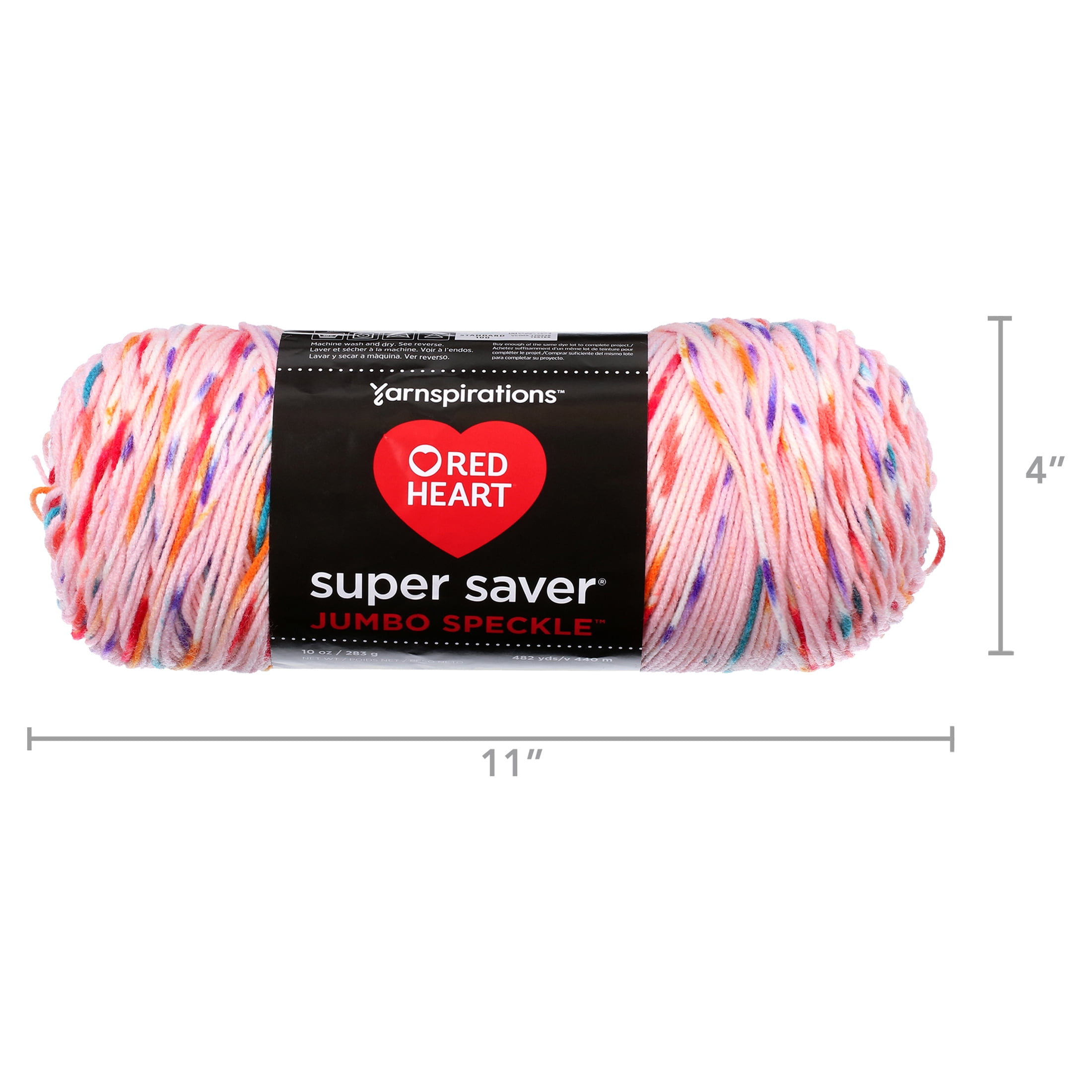 (2 pack) Red Heart Super Saver Medium Acrylic Yarn, Speckle Bubblegum, 10oz 482yd