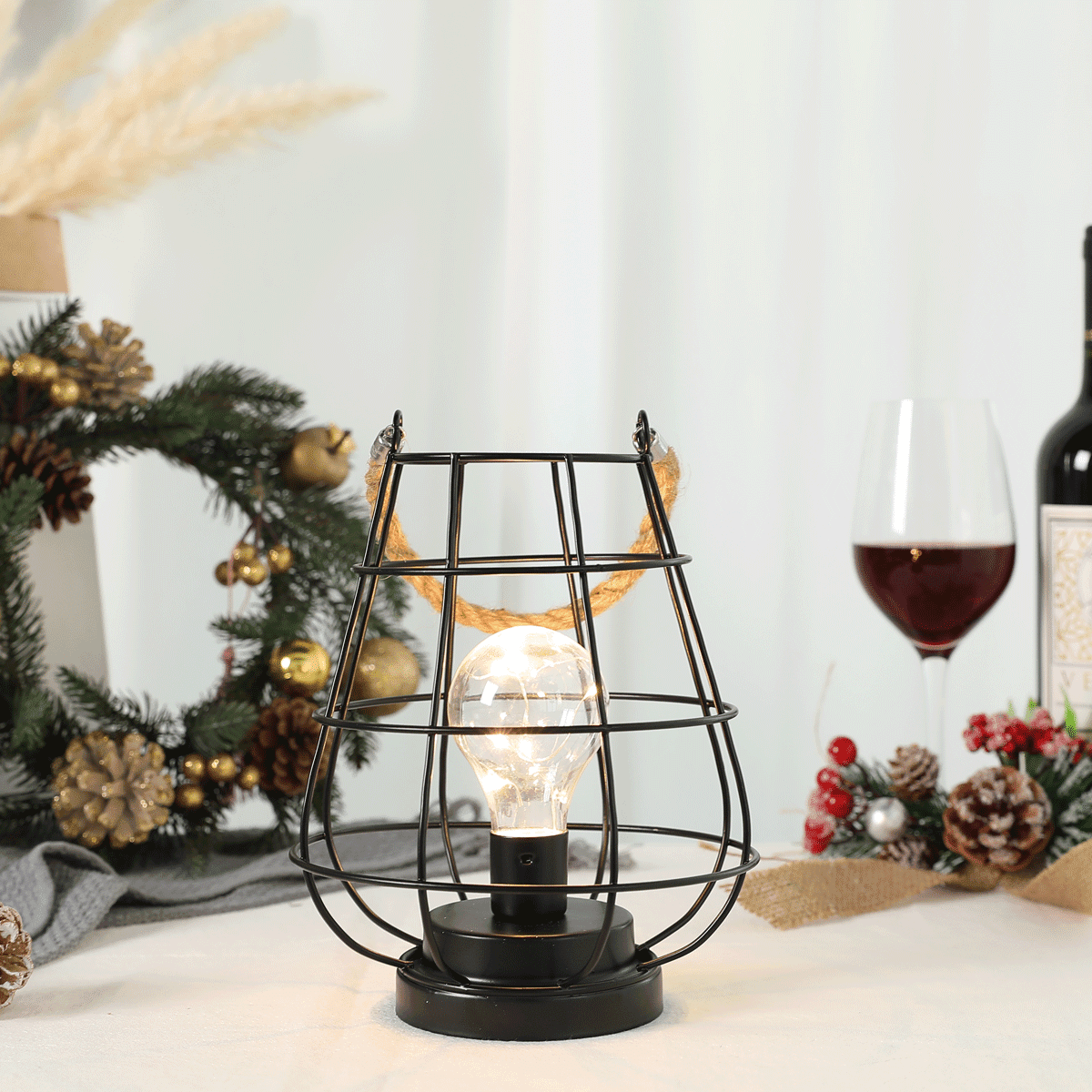 Metal Cage LED Lantern Battery Operated Lamp – Modern Rugs and Decor