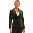 thumbnail image 1 of Abrigo De Oficina Para Mujer Chaqueta De Terciopelo Con Botones Y Cuello Chal Sólido Verde Oliva S, 1 of 6