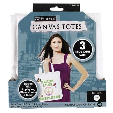 Natural Canvas Tote Bags Craft - Next Style Canvas Tote Bags, 3-Pack, White