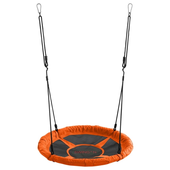 Machrus Swingan 37.5" Super Fun Nest Swing With Adjustable Ropes - Solid Fabric Seat Design - Orange