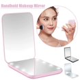 thumbnail image 2 of Portable USB Rechargeable LED Makeup Mirror, Folding Travel Compact with 3-Color Dimmable Touch Control & Double-Sided Magnification, Black/White/Pink, 2 of 8