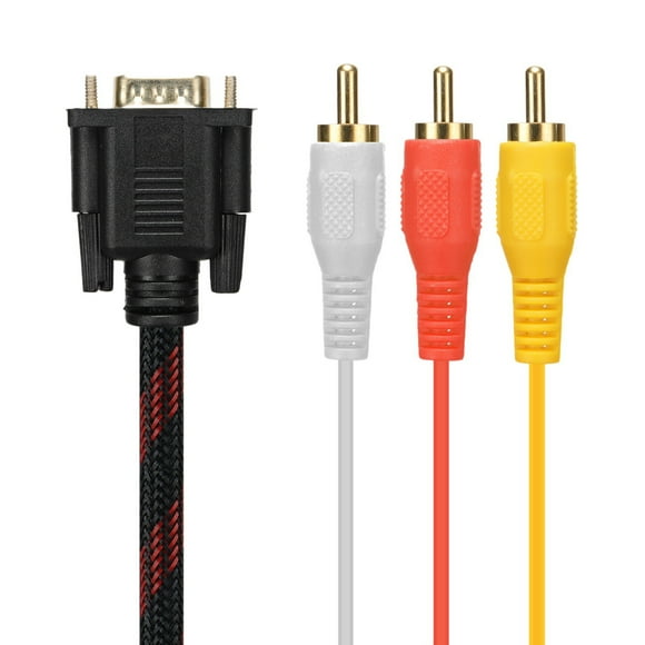 Adapter Cable,RCA Cable RCA Audio Cable VGA to AV Cable 15 Pin to 3 RCA Audio AV Cable Adapter for HDTV PC DVD,5FT/ 1.5M