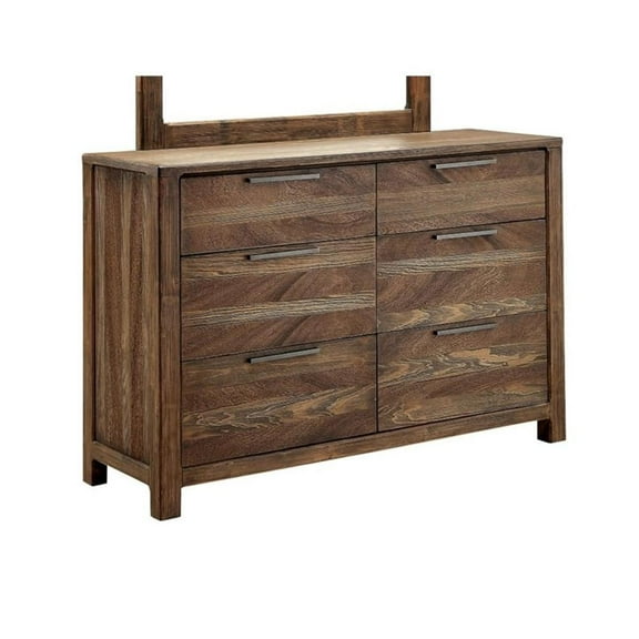 Bowery Hill Wood 6-Drawer Dresser in Rustic Natural Tone