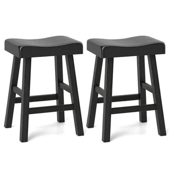 Kepooman Counter Bar Stools, Counter Stool,24 Inches Counter Height Stools Set of 2 with Footrest for Restaurant Cafe Pub-Black