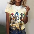 thumbnail image 2 of Youyipin Womens Tops Retro Horse Equestrian Clothing Equestrianism Equestrian T-Shirt Basic Tees Graphic Tees For Women, 2 of 5