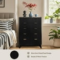 thumbnail image 3 of Senfot 5 Drawer Dresser for Storage and Organization, Dresser for Bedroom, Fluted Panel Wooden Chest of Drawers, Tall Modern Dresser Organizer for Closet, Living Room, Hallway, Black, 3 of 8