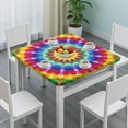 thumbnail image 3 of Colorful Tie Dye Star Mandala Square Fitted Tablecloth with Elastic Edge,Square Table Cover,Washable Elastic Table Cover for Home Kitchen Party Decor 36"x36", 3 of 6