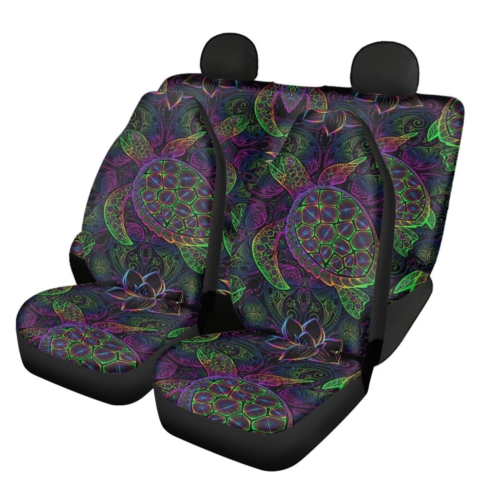 BDK Boho Car Seat Covers For Front Seats Black Aztec Print Auto