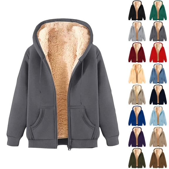 Lenago Fleece Jacket Men Plus Size Winter Long Sleeved Cardigan Pockets Warm Plush Hooded Jacket Fleece Sweater Coat Coat for Men