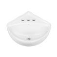 thumbnail image 2 of White Ceramic Wall Hung Corner Sink - Wall Mounted Bathroom Sink with Concealed Round Overflow - 16.5" x 15" Modern Style Small Sink w/ Single Faucet Hole, 2 of 4