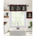 Curtain Valances for Windows, Black Christmas Reindeer Red Snowflake
