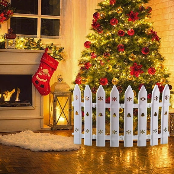 CoreLiving Christmas Tree Fence, Christmas Tree Gate, White Picket Dog Gate for Christmas Tree, Baby Gate, Pet Barrier for Toddlers Dogs Cats, Holiday Indoor Home Garden Wedding Party Decor