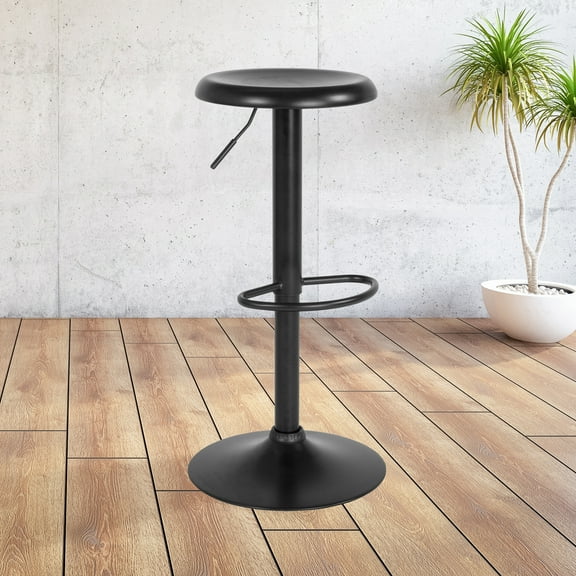 Emma   Oliver Adjustable Height Retro Barstool in Black Finish
