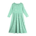 thumbnail image 3 of Inglocry Girl's Long Sleeve Polka Dot Loose Casual Round Neck Holiday Long Maxi Dress with Pockets 5-14 Years Mint Green 7-8Y, 3 of 4