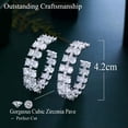 thumbnail image 5 of Sparkling White CZ Women Big Oval Shaped Tennis Half Round Circle Hoop Earrings, 5 of 8