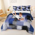 thumbnail image 3 of Homewish Vintage Navy Checkered Full Size Comforter Sets,Abstract Artwork Bedding Comforter Set,Navy Blue Reversible,3 Pieces,1 Comforter and 2 Pillowcases, 3 of 7