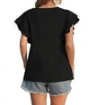 thumbnail image 5 of Youyipin Womens Tops Ruffle Short Sleeve Cute Crew Neck Bacis T Shirts Casual Blouses Summer Tops For Women, 5 of 8