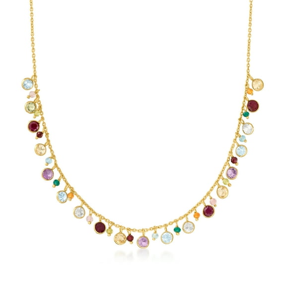 Ross-Simons 12.10 ct. t.w. Multi-Gemstone Necklace in 18kt Gold Over Sterling, Women's, Adult