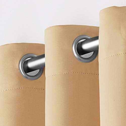 Exclusive Home Sateen Twill Woven Room Darkening Blackout Grommet Top Curtain Panel Pair, 52"x84", Sundress Yellow