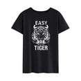 thumbnail image 1 of T-Shirt à Manches Courtes Imprimé Graphique Tigre Lettre Facile pour Femmes, 1 of 5