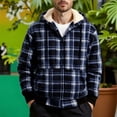 thumbnail image 3 of Mens Flannel Shirt Jacket Sherpa Lined Plaid Full Zip Hoodie Winter Fleece Coat Cotton Outwear for Winter, 3 of 5