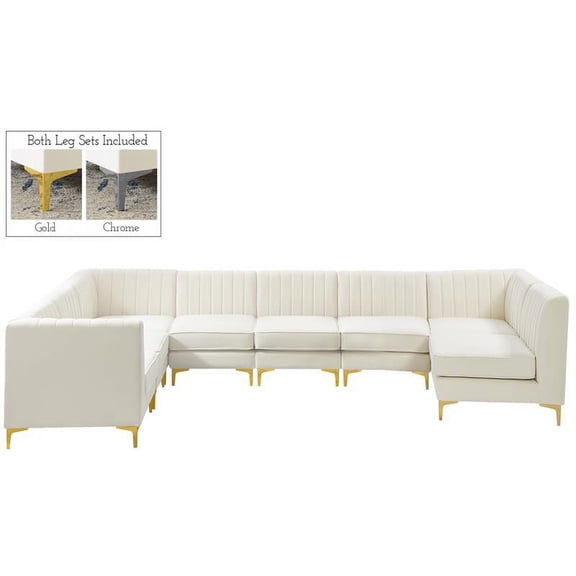 Meridian Furniture Alina Cream Velvet Modular Sectional