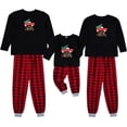 thumbnail image 2 of GRNSHTS Matching Family Pajamas Sets Christmas Matching Holiday Pjs Letter Print Top and Plaid Pants Sleepwear (Plaid-2/3T), 2 of 8
