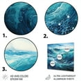 thumbnail image 3 of Designart "Teal White Ocean Charm Pointillism IV" Nautical & Beach Metal Art Living Room, 3 of 5