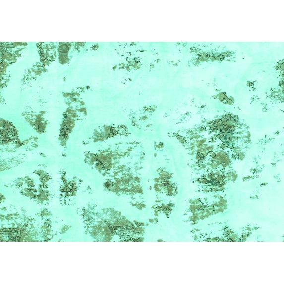 Ahgly Company Machine Washable Indoor Rectangle Abstract Turquoise Blue Modern Area Rugs, 5' x 7'