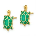 thumbnail image 2 of FJC Finejewelers 14k Yellow Gold Land Turtle with Green Enamel Shell Earrings, 2 of 3