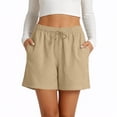 thumbnail image 4 of Causal Shorts for Women Drawstring Elastic High Waist Pleated Shorts Summer Beach Vacation Shorts with Pockets, L, 4 of 6