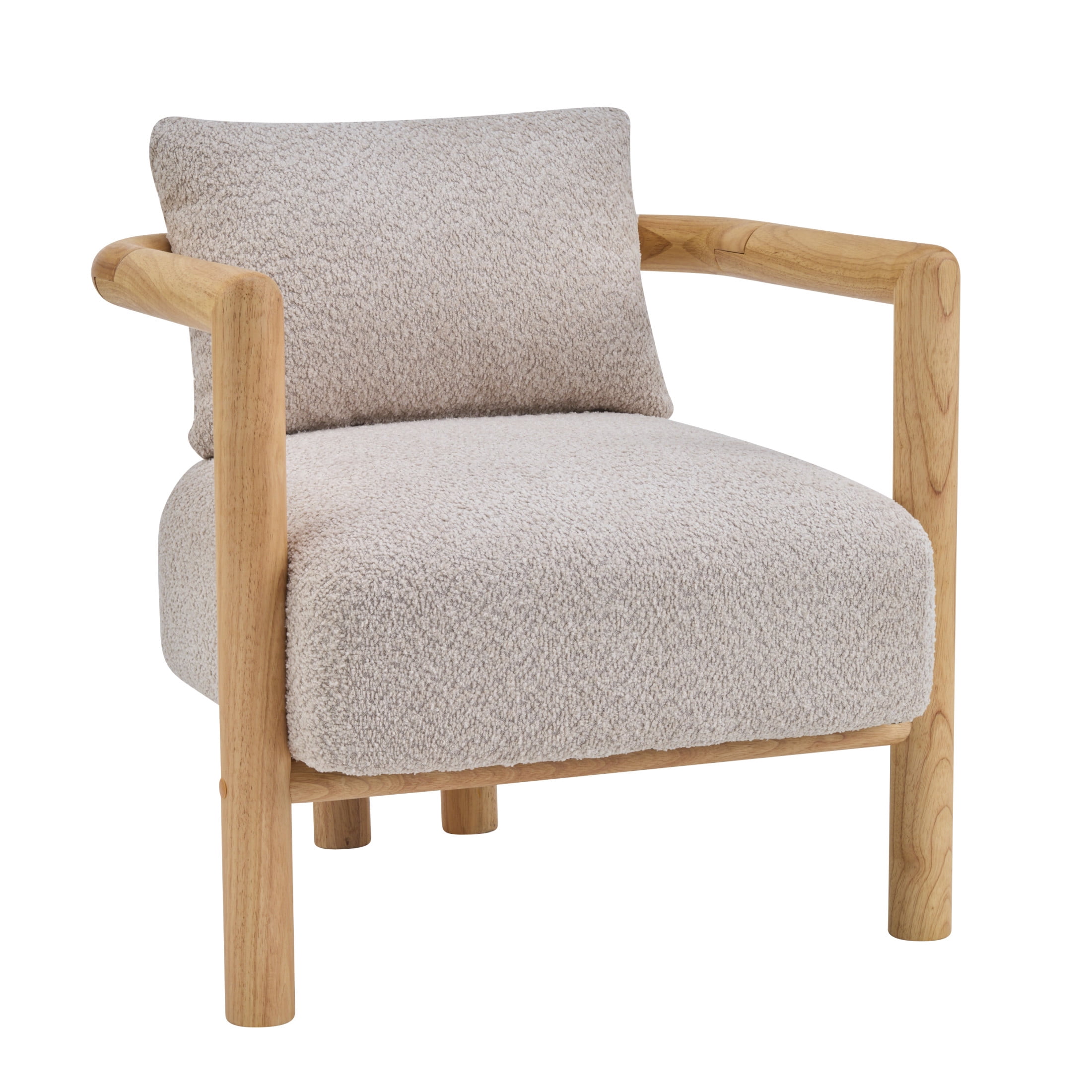 Christopher Knight Home Modern Boucle Upholstered Accent Arm Chair with Wood Frame, Wheat