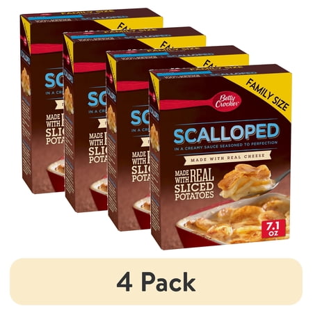 (4 pack) Betty Crocker Scalloped Potatoes, Made with Real Cheese, 7.1 oz