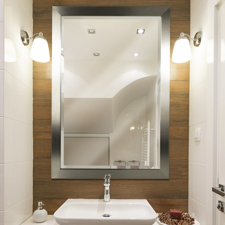 Fab Glass and Mirror Round Lighted LED Bathroom Mirror 28-in x 28