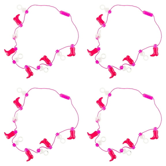 Light Up Flashing Diamond Boots Necklace, 4 Pack