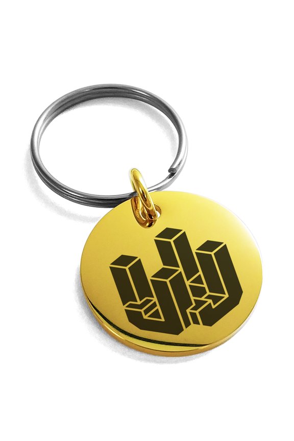 Stainless Steel Letter J Initial 3D Cube Box Monogram Engraved Small Medallion Circle Charm Keychain Keyring