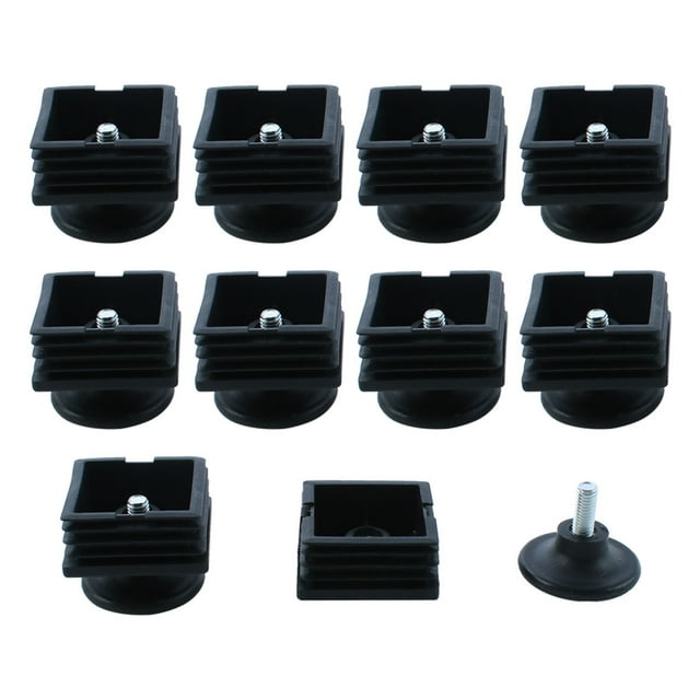 Unique Bargains 10 Ensembles 38mm Base Dia Réglable Pied de Nivellement 38mmx38mm Carré Tube Insert Kit