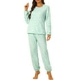 thumbnail image 3 of INSPIRE CHIC Women's Winter Flannel Pajama Sets Long Sleeve Loungewear 2XL Heart Printed Green, 3 of 7