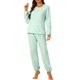 thumbnail image 2 of Conjuntos de pijama de franela de invierno para mujeres INSPIRE CHIC, de manga larga, ropa de estar por casa, XL, con estampado de corazones en verde, 2 of 6