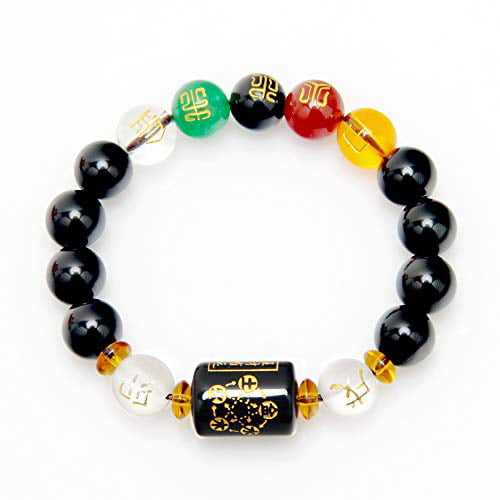 Attract Wealth and Good Luck Deluxe Gift Box Included SMART DK Feng Shui Obsidian Five-Element Wealth Porsperity Bracelet