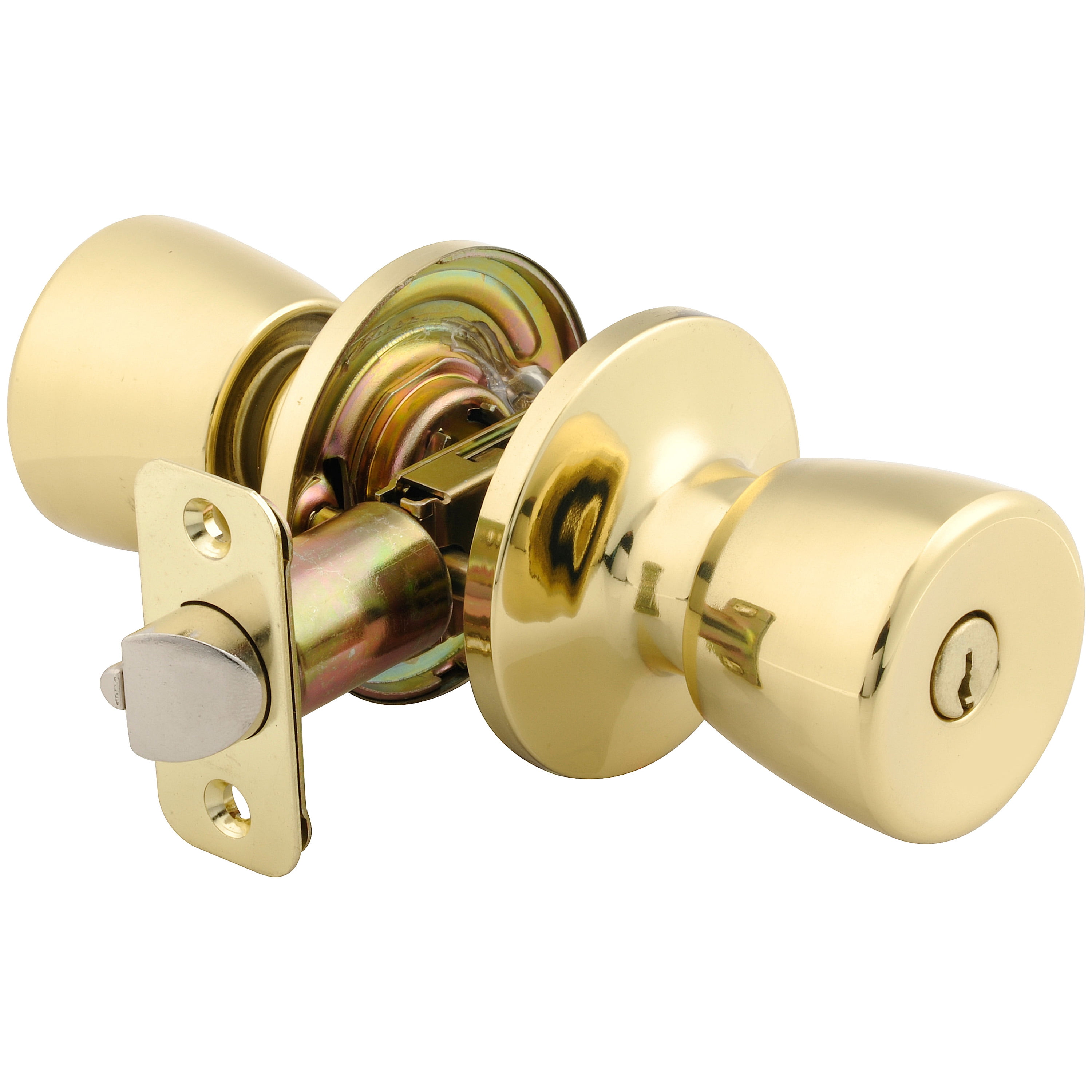 Polished Brass Ultra Security Keyed Entry with Deadbolt Tulip Door Knob 