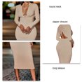 thumbnail image 5 of Drawstring Backless Slim Fit Dress,Zip Front Long Sleeve Solid Color Slim Fit Dress Slim Fit Long Sleeve Dress Effortless Installation, 5 of 5
