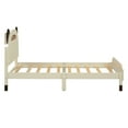 thumbnail image 5 of Twin Size Wood Platform Bed with Bear-shaped Headboard，Cosymart Bed with Motion Activated Night Lights，Cream+Walnut, 5 of 9