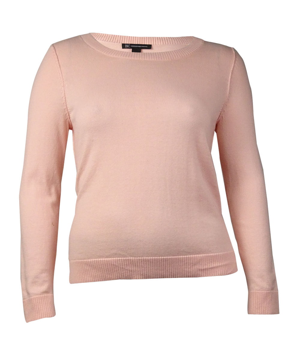 L, Polished Coral INC International Concepts Women's Mesh Fringe Sweater