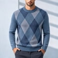 thumbnail image 3 of QSAWXQZ Men's Crewneck Sweater Long Sleeve Argyle Jacquard Pullover Knit Top XL, 3 of 8
