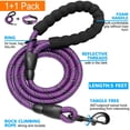 thumbnail image 2 of Set de collar y correa para perros Ladoogo, neopreno reflectante, color morado, 2 of 5