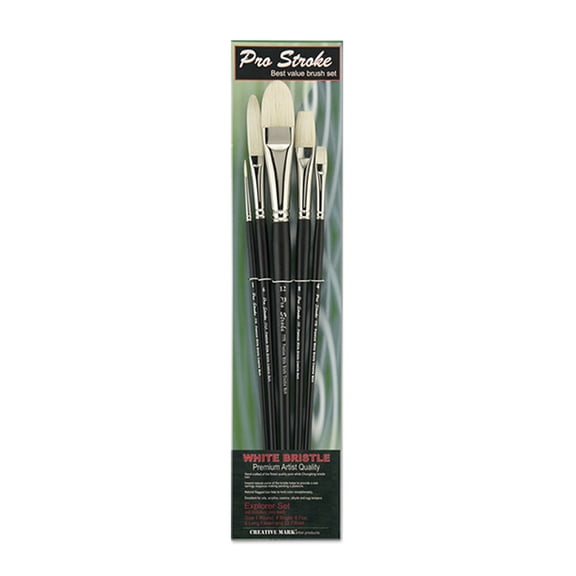 Creative Mark Pro Stroke Premium Artist White ChungKing Hog Bristle Paint Brush - Explorer [5 Piece Value Set]