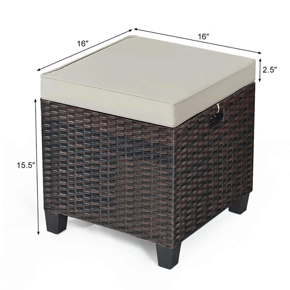 Aimee Lii 2 Pieces Patio Rattan Ottoman Set with Removable Cushions, Outdoor Patio Furniture Set, Beige Aimee Lii 2 Pieces Patio Rattan Ottoman Set with Removable Cushions, Outdoor Patio Furniture Set, Beige