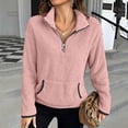 thumbnail image 5 of Womens Quarter Zip Pullover Sherpa Fleece Sweatshirt Oversized Zip Up Half Zip Seater Cozy Fuzzy Outerwear Pocket, 5 of 6